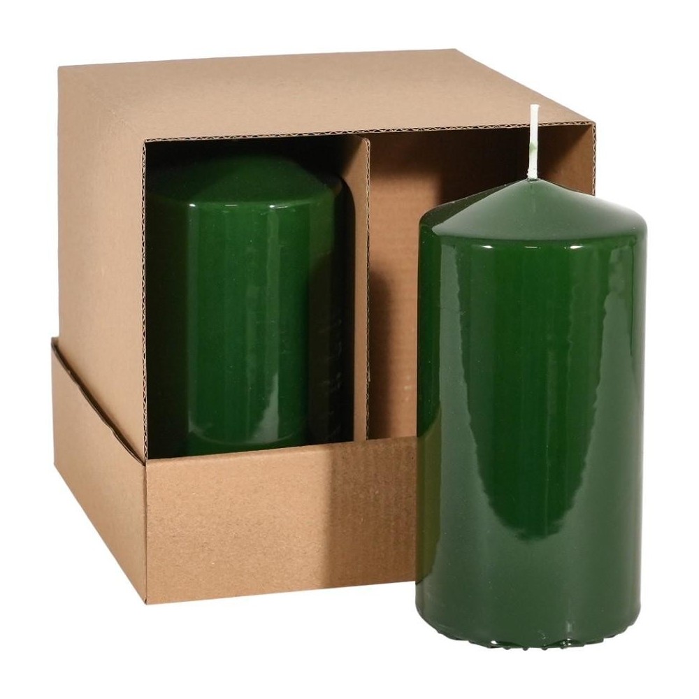 CANDELA MOCCOLO SMALTATA H.150XD.75 MM. VERDE SCURO